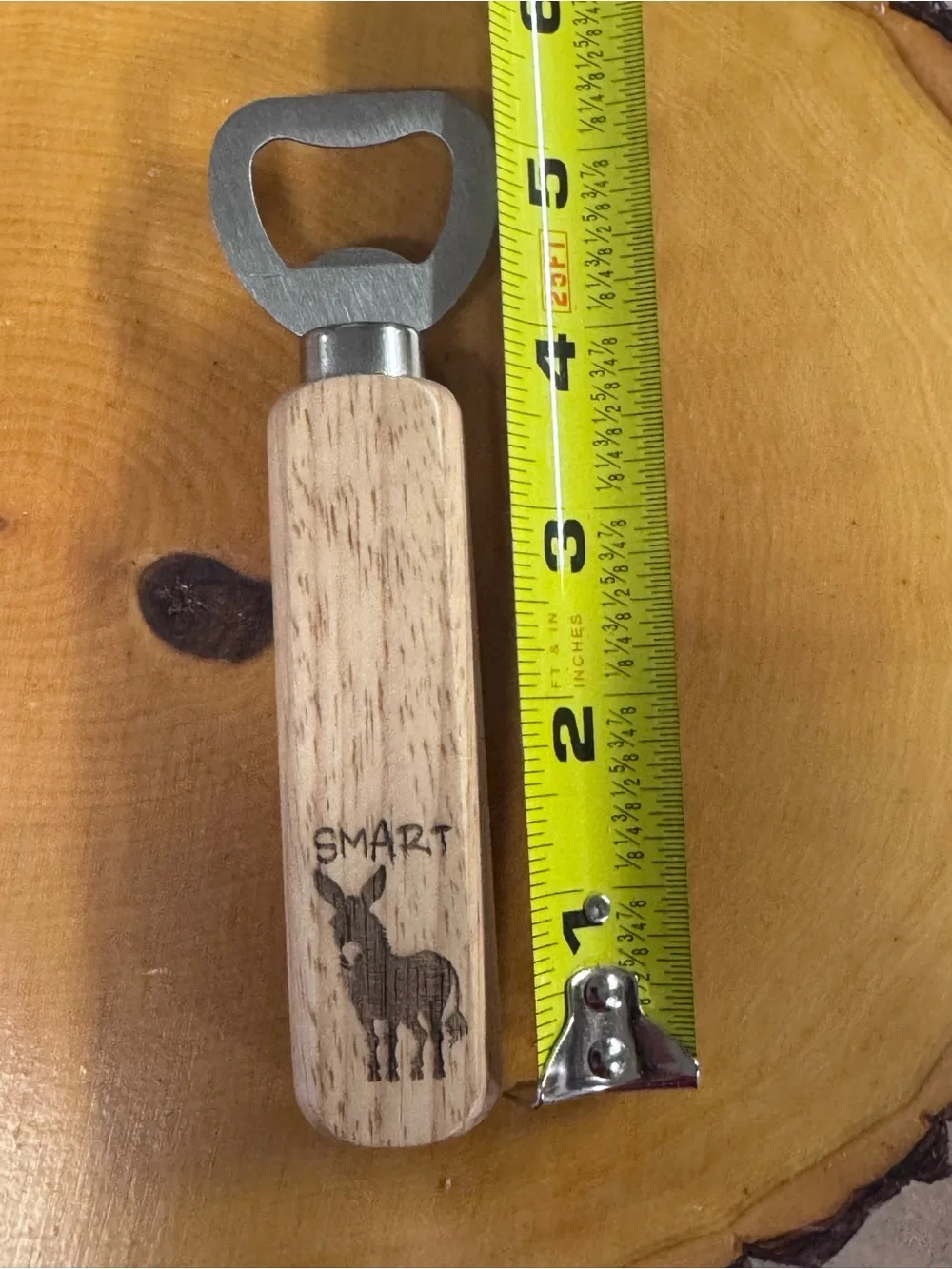 Smart Donkey Wooden Handle Bottle Opener Rustic Bar Tool